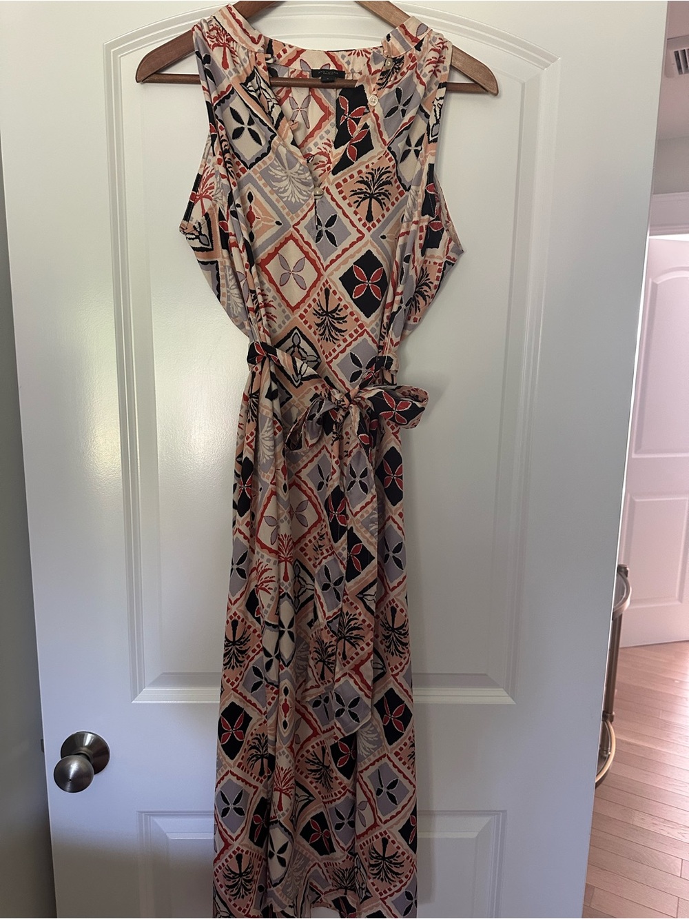 Ann Taylor Factory Sleeveless Maxi Dress in Beige, Black and Rust